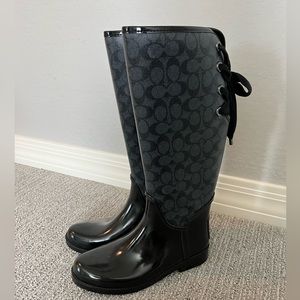 Coach Tristee Logo Lace-Up Rain Boots